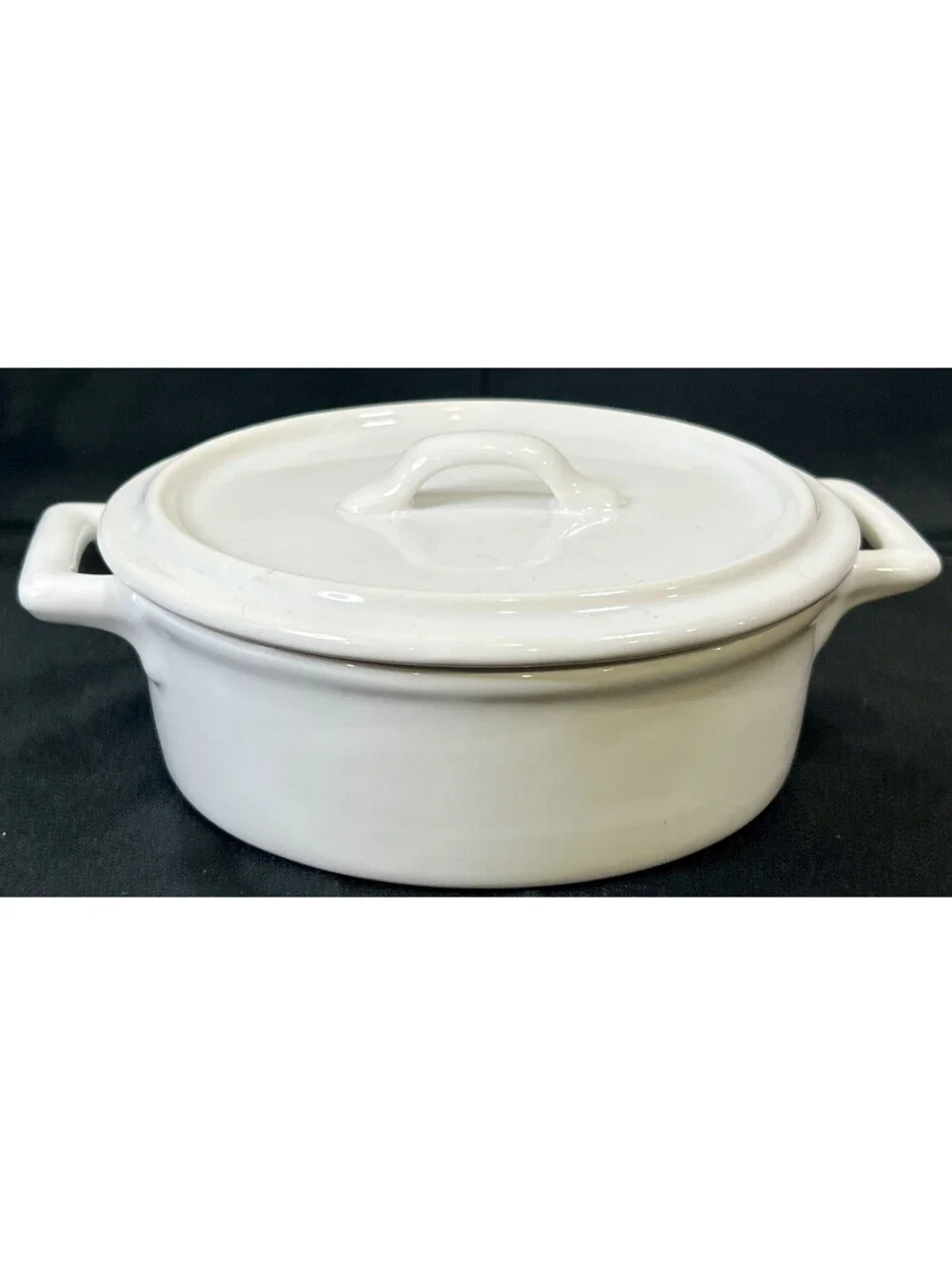 Crate & Barrel White Stoneware Lidded Dish Casserole Dish